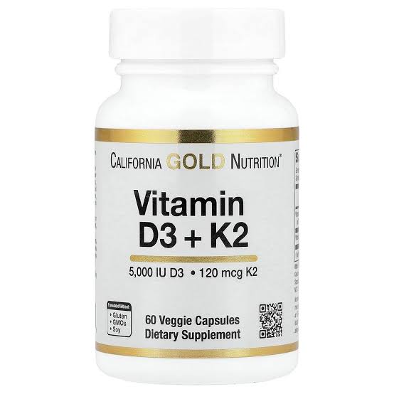 CALIFORNIA GOLD NUTRITION VITAMINE D3+K2 5000IU 120MCG